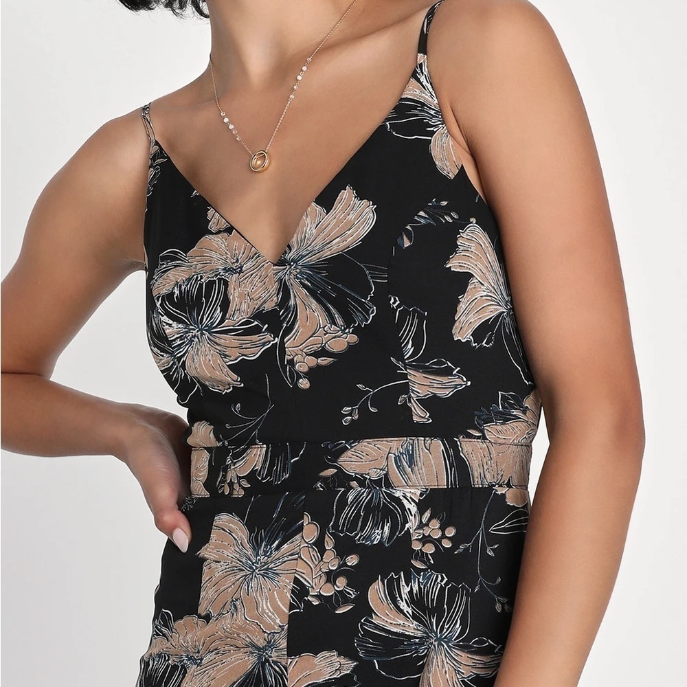 NWOT Darling Daylily Black Floral Print High-Low Maxi Dress - Picture 5 of 12